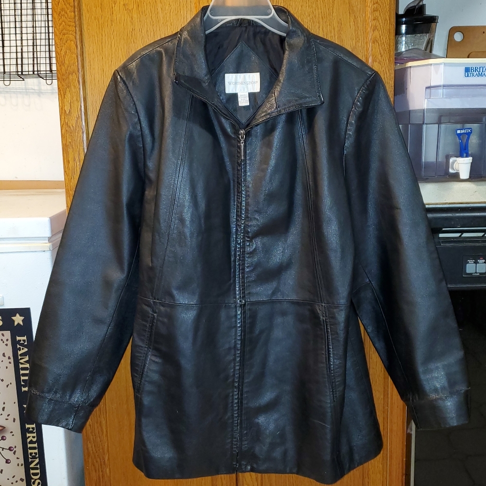 Worthington Genuine Leather Full Zip Jacket